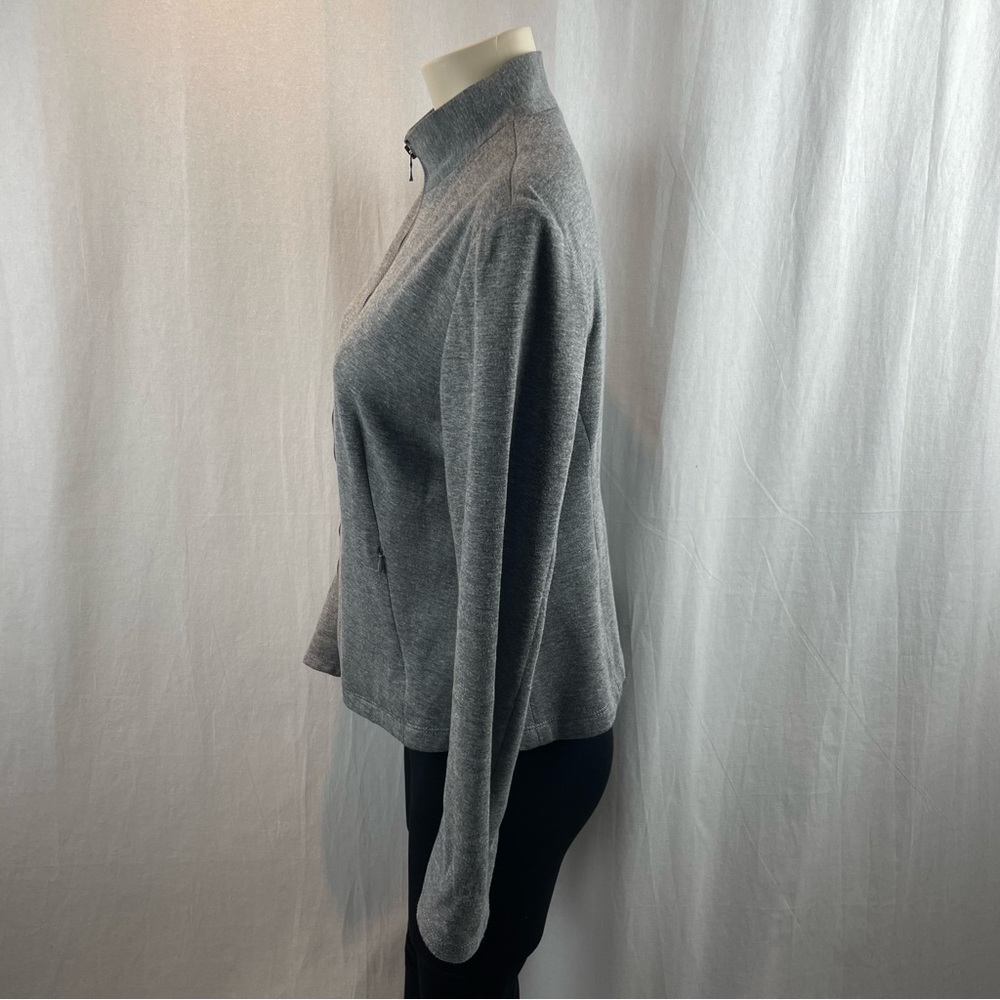 Elie Tahari Grey Zipper Sporty Mandarin Collar Jacket M - Picture 4 of 10